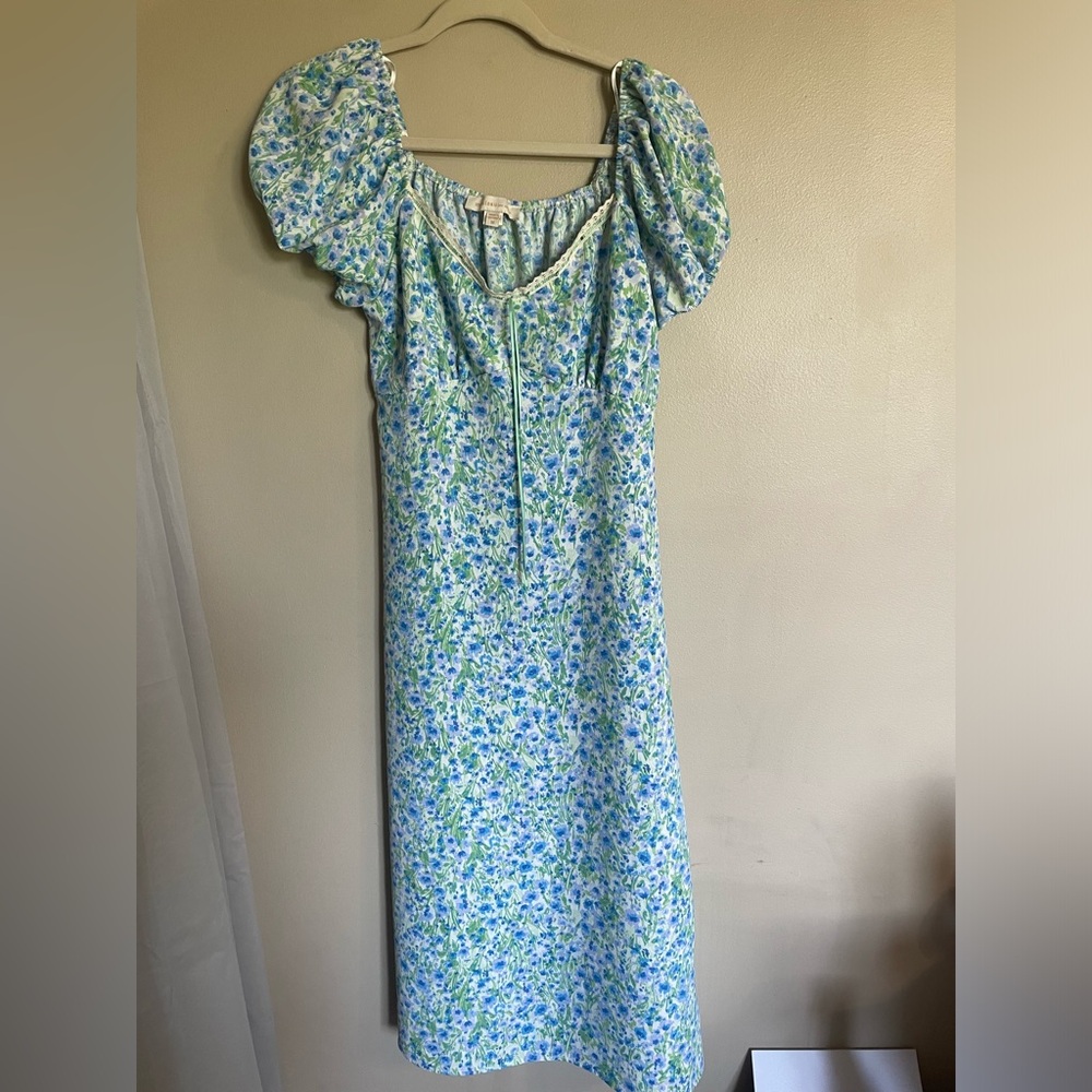 Monteau Blue & Green Milk Maid Dress